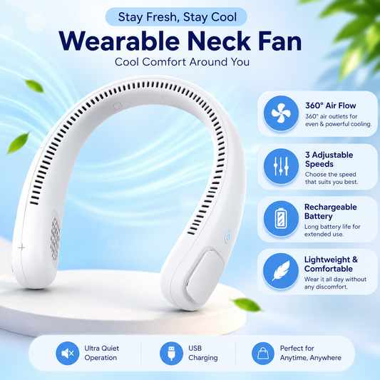 Arctic Air Freedom Wearable Neck Fan & Air Purifier | USB Rechargeable 3-Speed Personal Cooler for Indoor Outdoor Travel